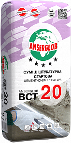 Суміш штукатурна стартова цем-вапн. сіра Anserglob «ВСТ-20» 25кг