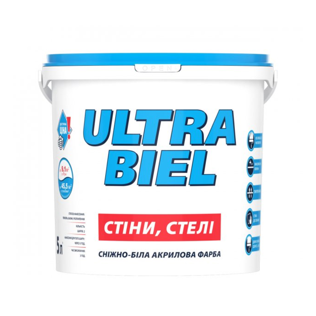 Фарба акрилова Sniezka Ultra Biel сніжно-біла 5л (7кг)