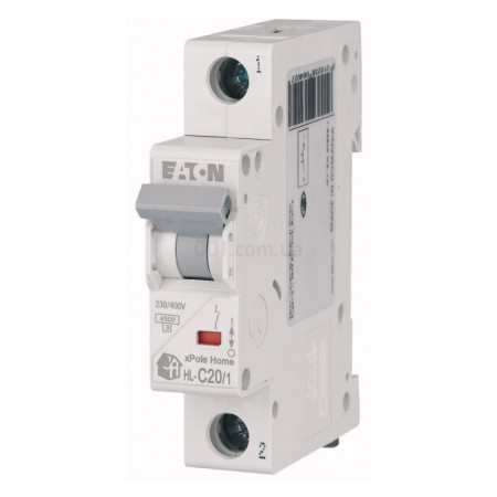 Автоматичний вимикач EATON 1п HL C20 1p, 20А