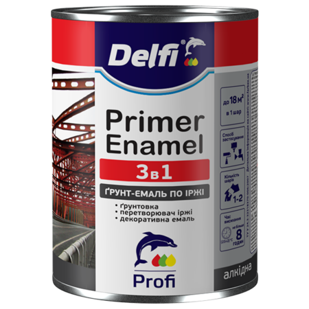 Грунт-емаль по іржі 3 в1 біла ТМ Delfi 0,9 кг